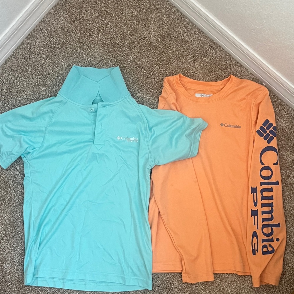 Columbia Kids Bundle Blue Polo and Orange Long-Sleeve Shirt